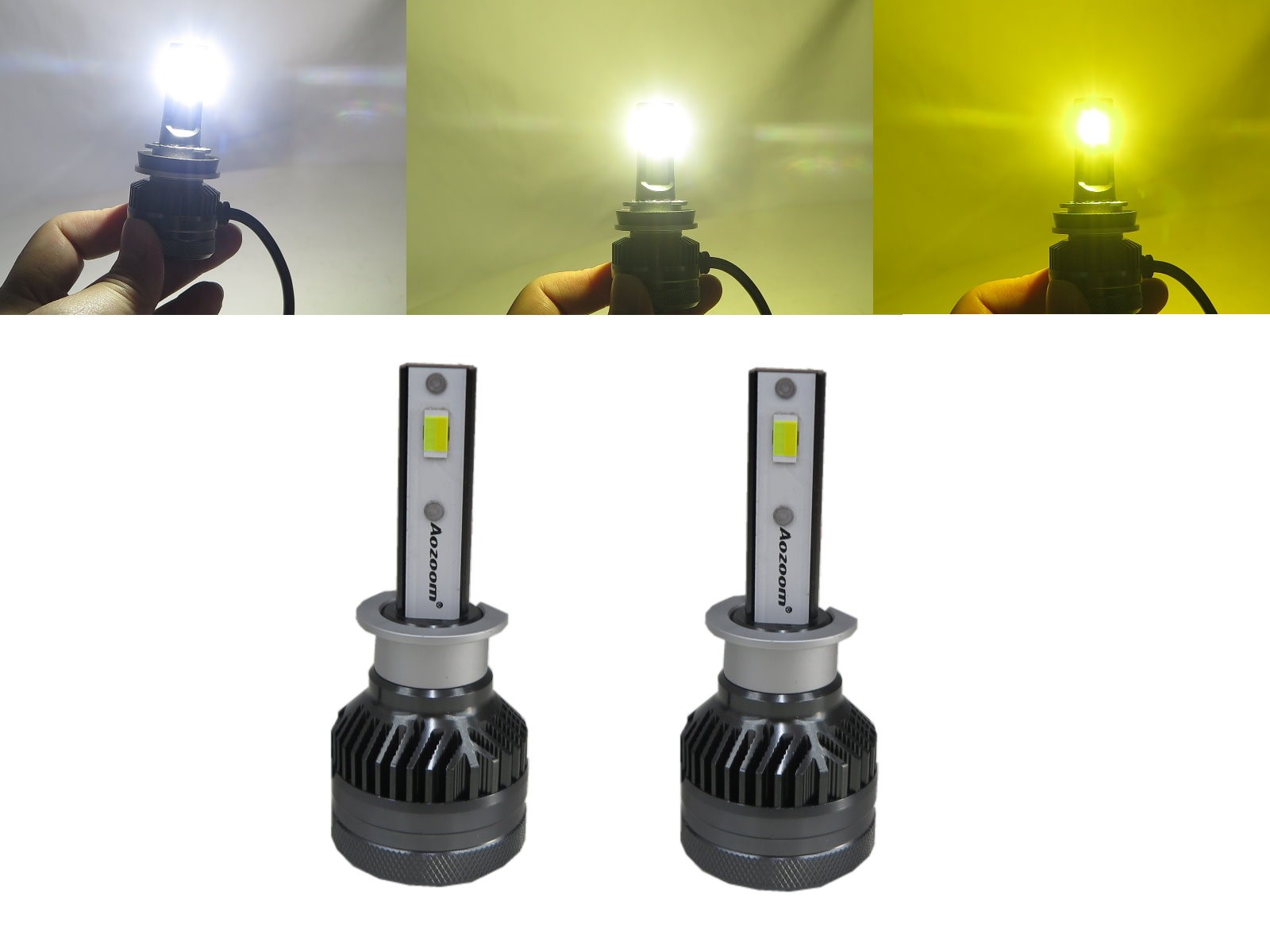 CrazyTheGod Bulb Globe 2PCS 3 Colors LED 6000K 4300K 3000K Headlight Headlamp