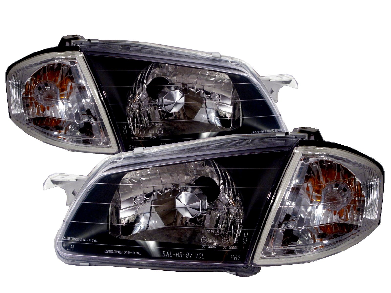 CrazyTheGod IsamuGenki BJ 1998-2000 Sedan/Wagon Clear Headlight Headlamp BLACK V1 for MAZDA LHD