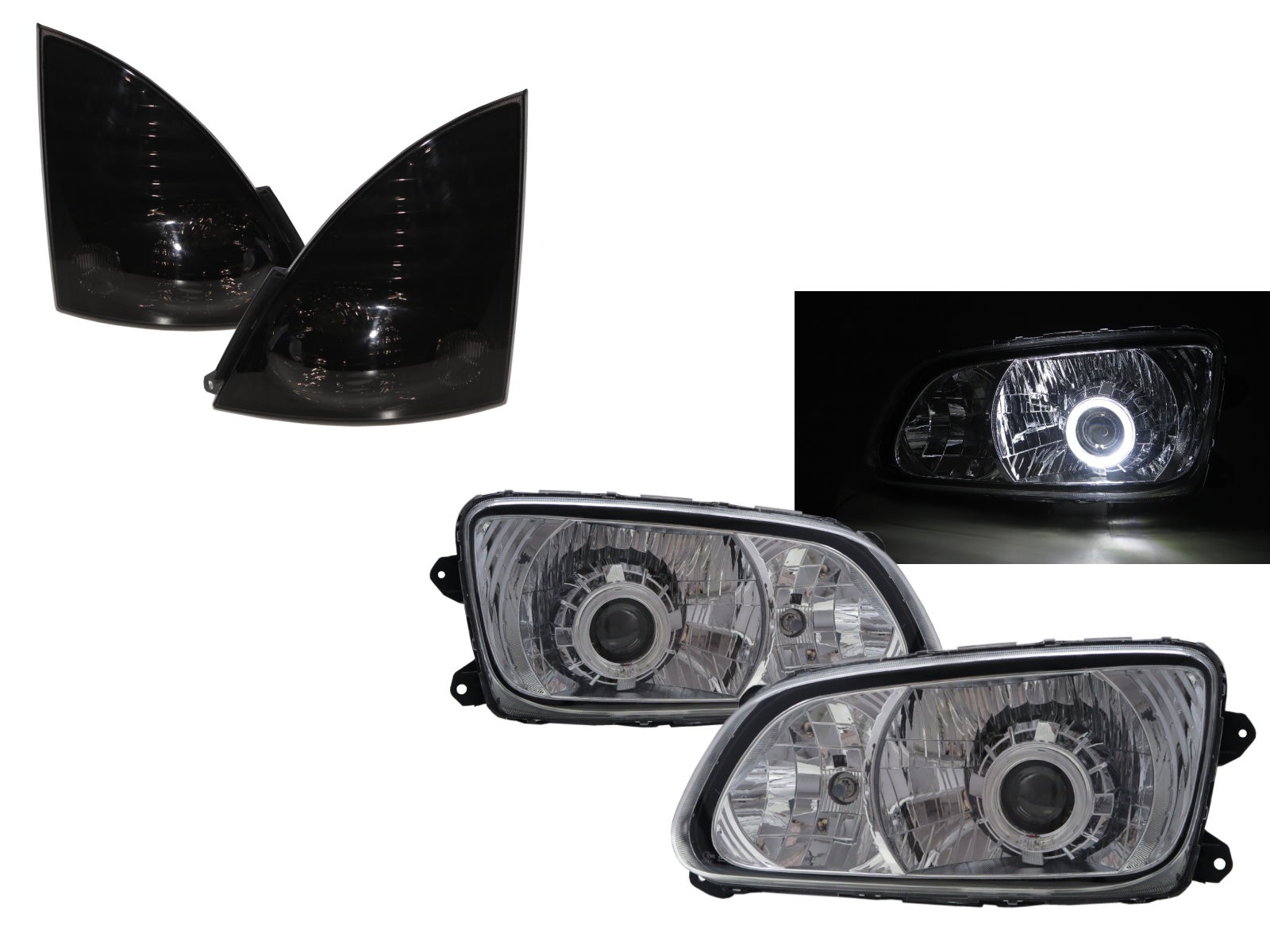 CrazyTheGod 500 2008-present Truck 2D Guide LED Angel-Eye Projector W/ Corner Lamp Headlight Headlamp W/ Motor Chrome for HINO LHD