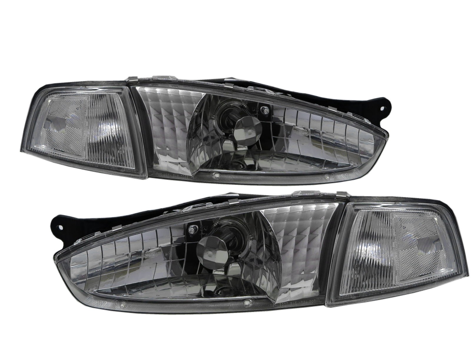 CrazyTheGod Mirage Fifth generation 1995-2003 Hatchback/Coupe 2D/3D Clear Headlight Headlamp Chrome for Mitsubishi LHD