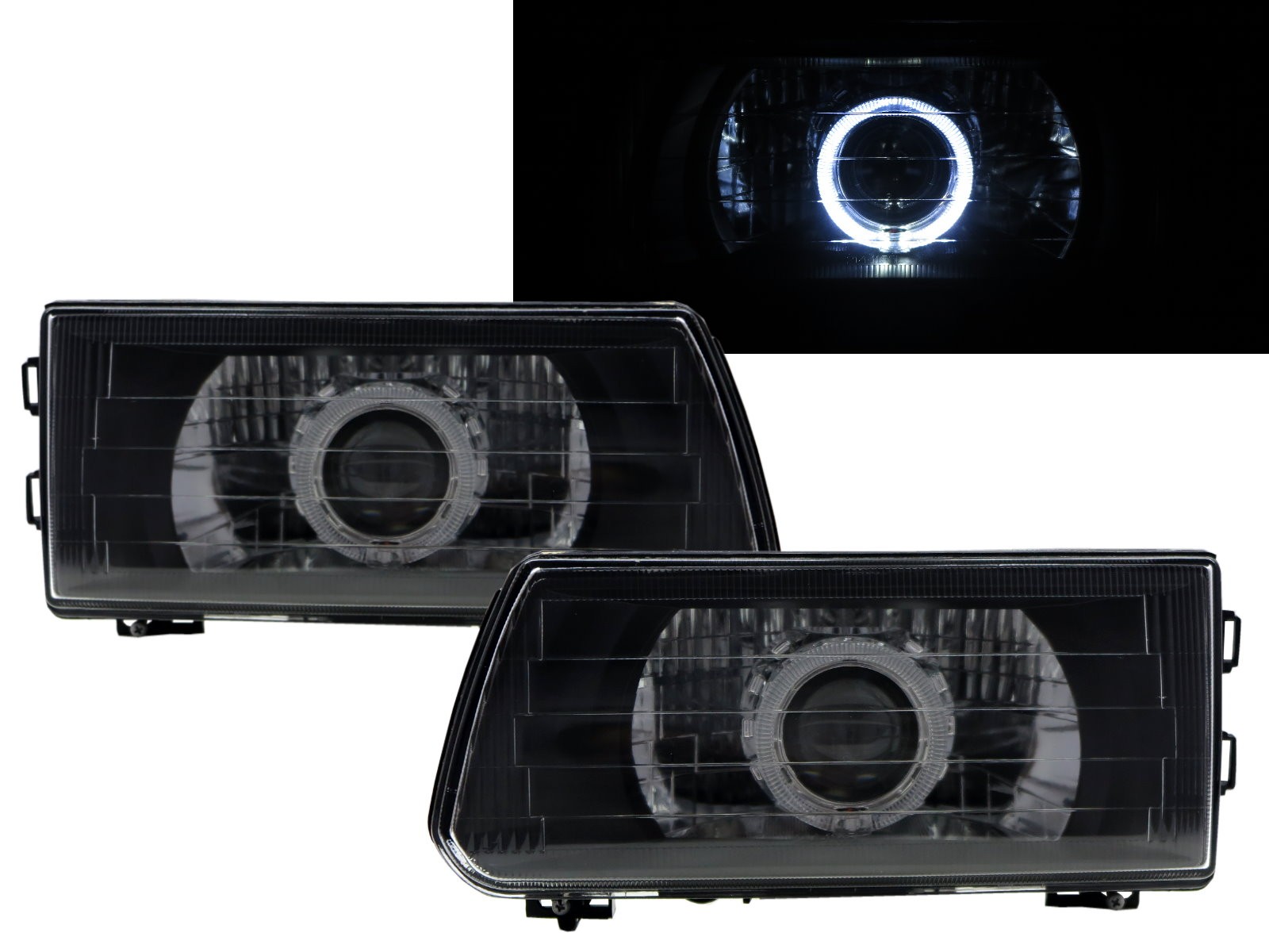 CrazyTheGod Dodge 1000 1999-present VAN 4D Guide LED Angel-Eye Projector Headlight Headlamp Black for DODGE LHD