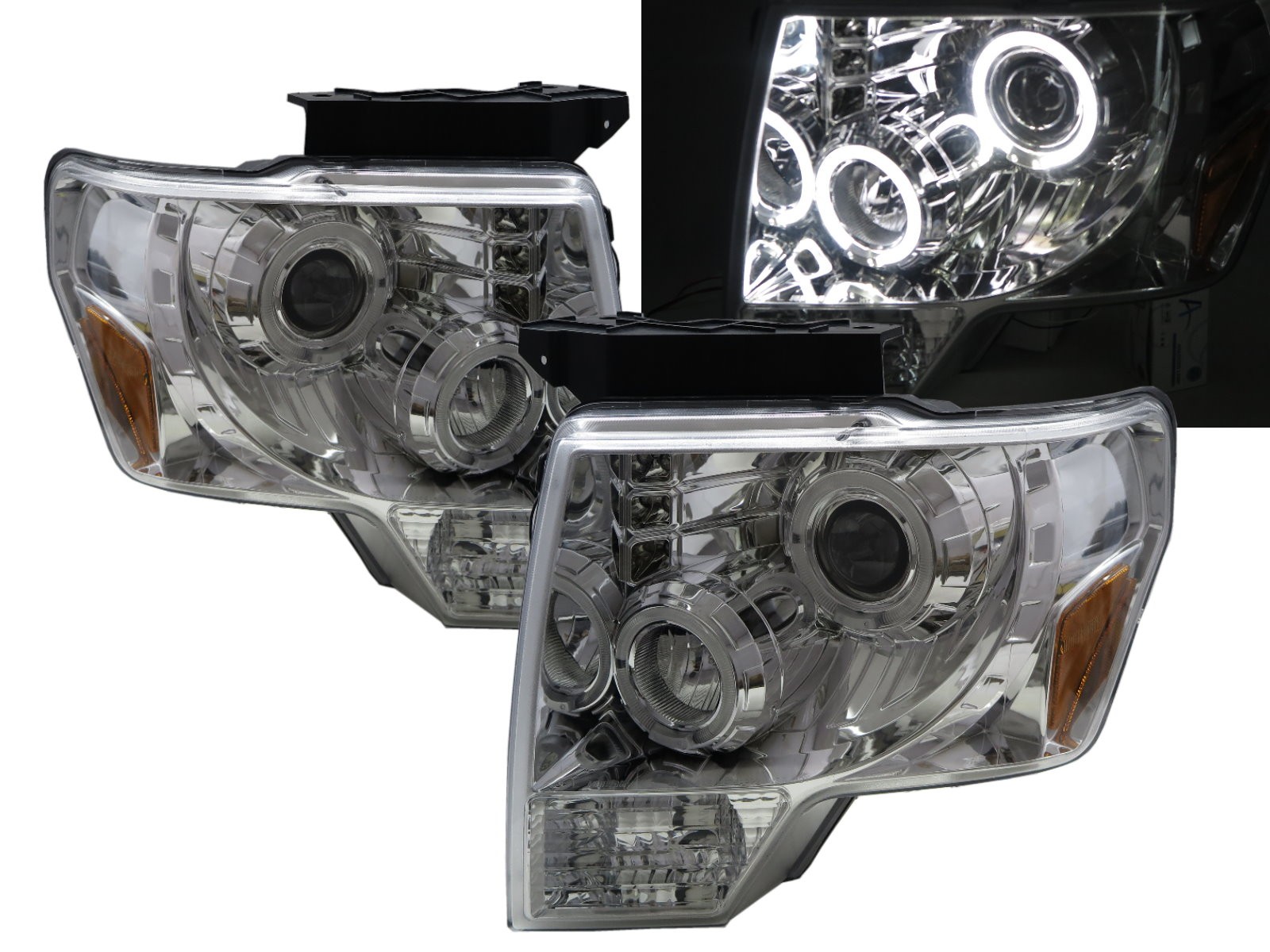 CrazyTheGod F-Series F150 Twelfth generation 2009-2014 Pickup 2D/4D Angel-Eye Projector Headlight Headlamp Chrome for FORD LHD