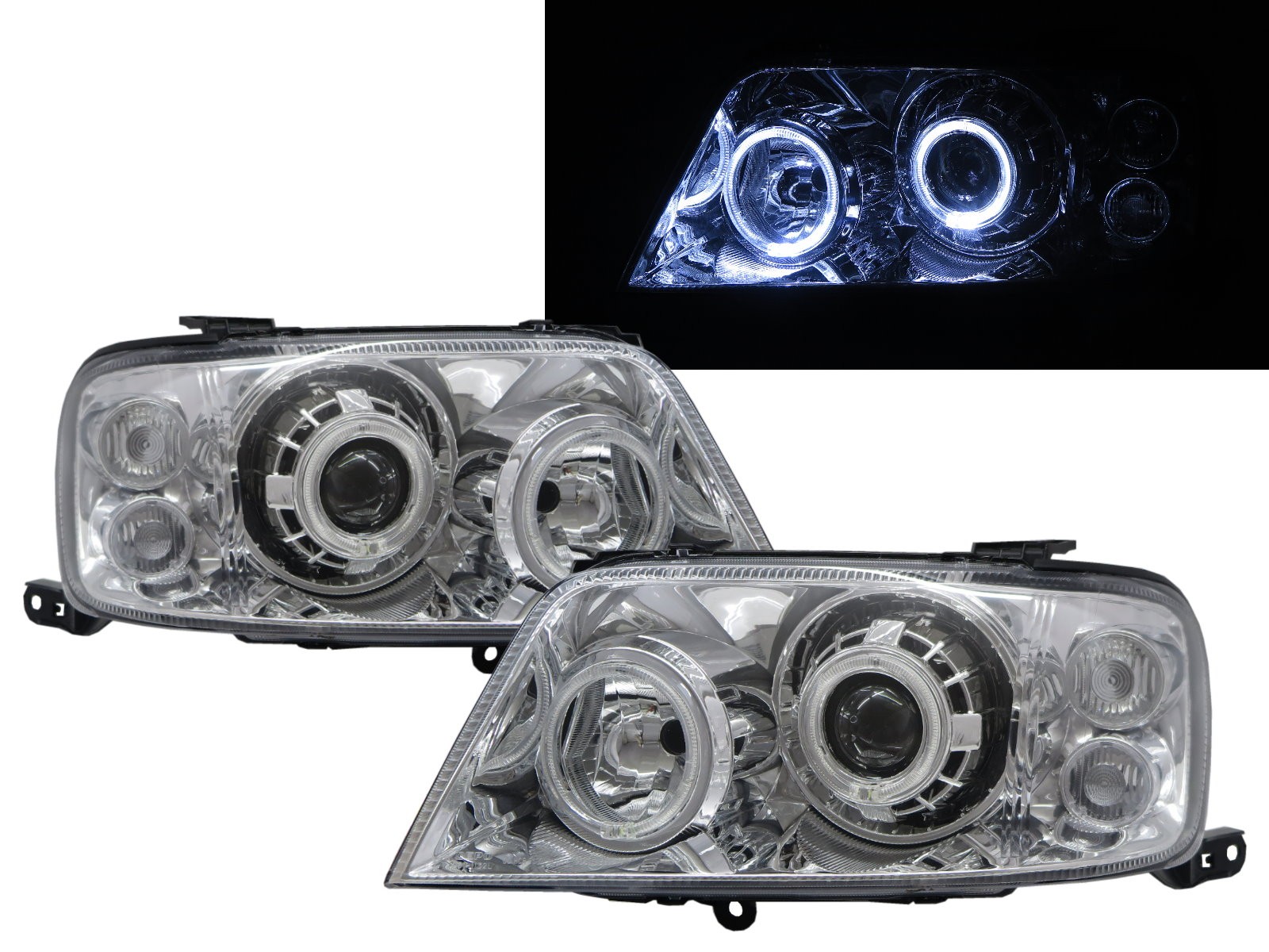CrazyTheGod ESCAPE First generation 2004-2007 FACELIFT SUV 5D Guide LED Angel-Eye Projector Headlight Headlamp Chrome for FORD RHD
