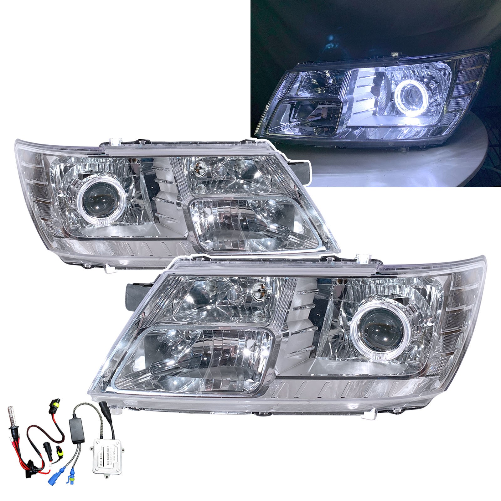 CrazyTheGod Freemont JC 2011-2015 SUV 5D Guide LED Angel-Eye Projector HID Headlight Headlamp Chrome for Fiat RHD