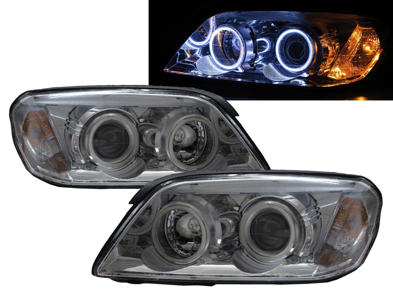 CrazyTheGod Captiva First generation 2006-2010 PRE-FACELIFT Wagon 5D COB Projector Headlight Headlamp Chrome for CHEVROLET CHEVY LHD