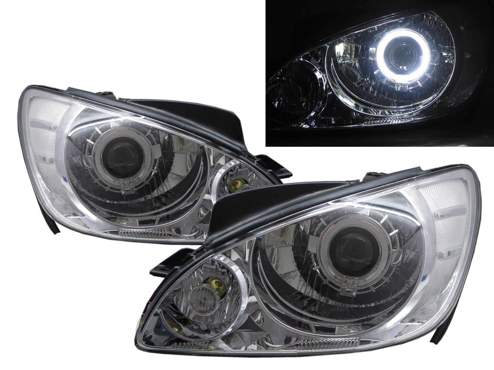 CrazyTheGod Getz/Click 2005-2011 Facelift Hatchback 3D/5D Guide LED Angel-Eye Projector Headlight Headlamp Chrome for HYUNDAI LHD