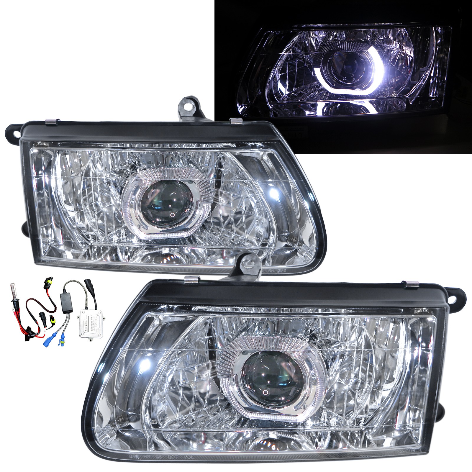 CrazyTheGod Rodeo Second generation 2000-2002 Facelift SUV 3D/5D Guide LED Angel-Eye Projector HID Headlight Headlamp Chrome for ISUZU LHD
