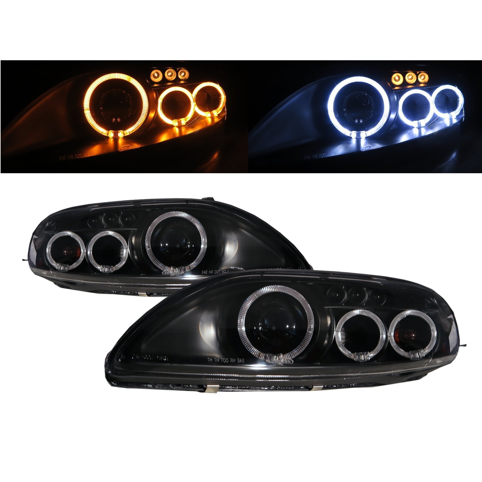 CrazyTheGod SC-seires SC300/SC400 Z30 First generation 1992-2000 Coupe 2D Guide LED Angel-Eye Projector Headlight Headlamp Black for LEXUS LHD