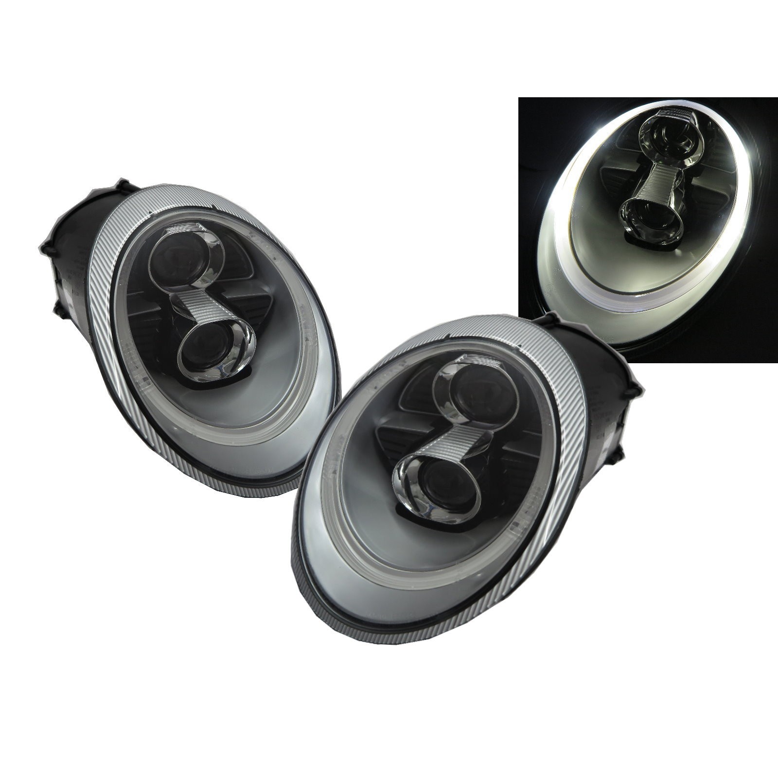 CrazyTheGod CARRERA 911 997 2005-2009 Coupe/Convertible 2D Projector R8Look HID Headlight Headlamp Chrome for PORSCHE RHD