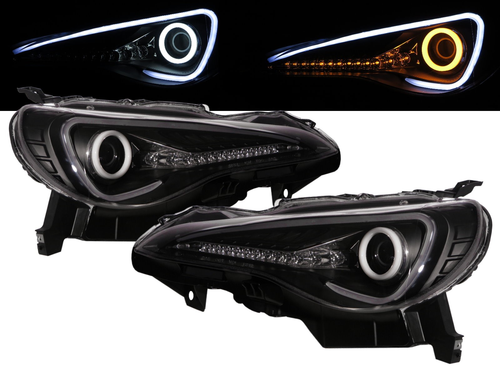 CrazyTheGod FT-86 2012-present Coupe 2D Cotton Halo LED Dynamic Turn Signal HID D4S Headlight Headlamp Black for TOYOTA RHD