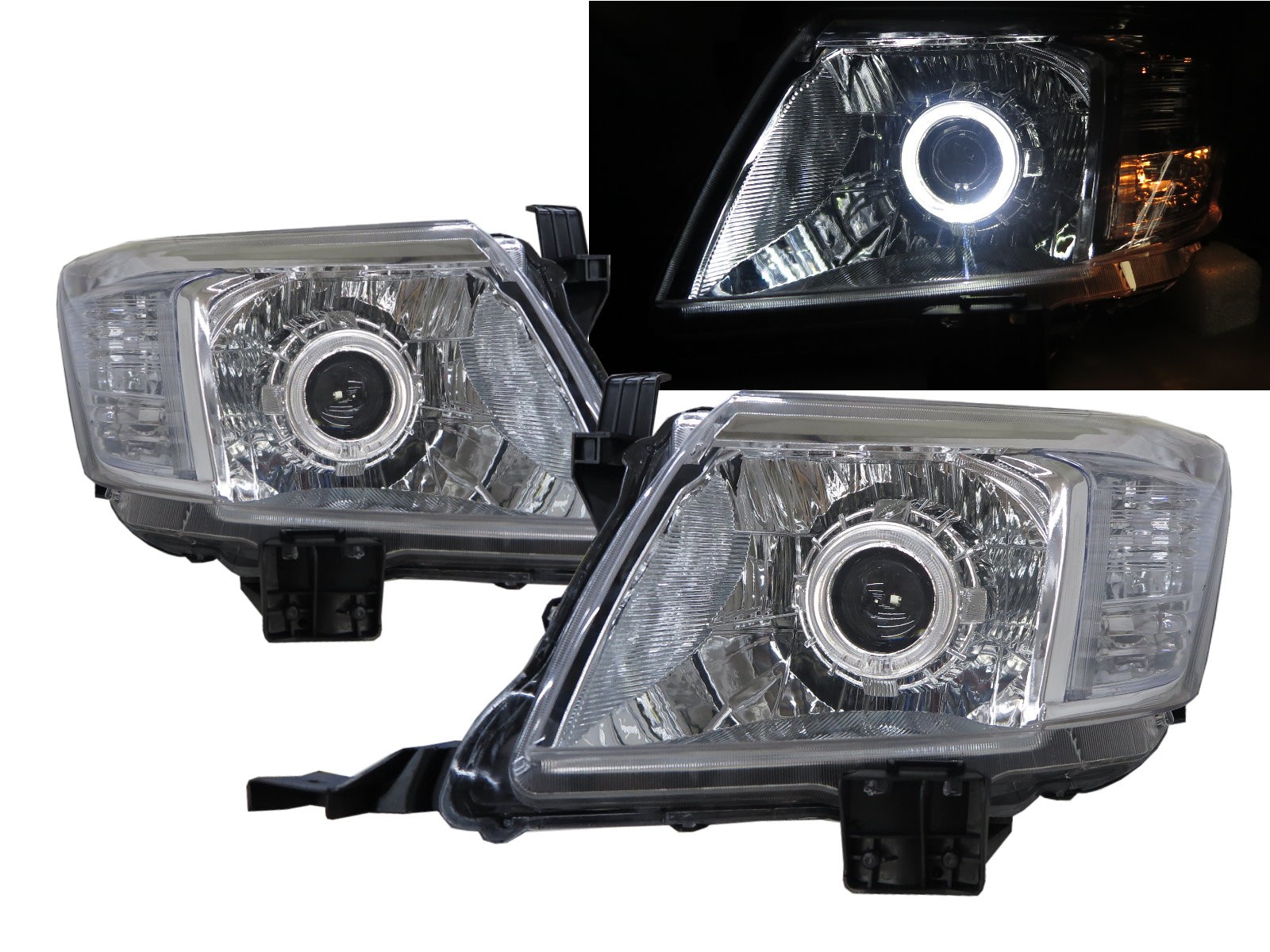 CrazyTheGod Hilux Vigo AN10/AN20/AN30 Seventh generation 2011-2015 Facelift Pickup 2D/4D Guide LED Angel-Eye Projector Headlight Headlamp Chrome for TOYOTA LHD