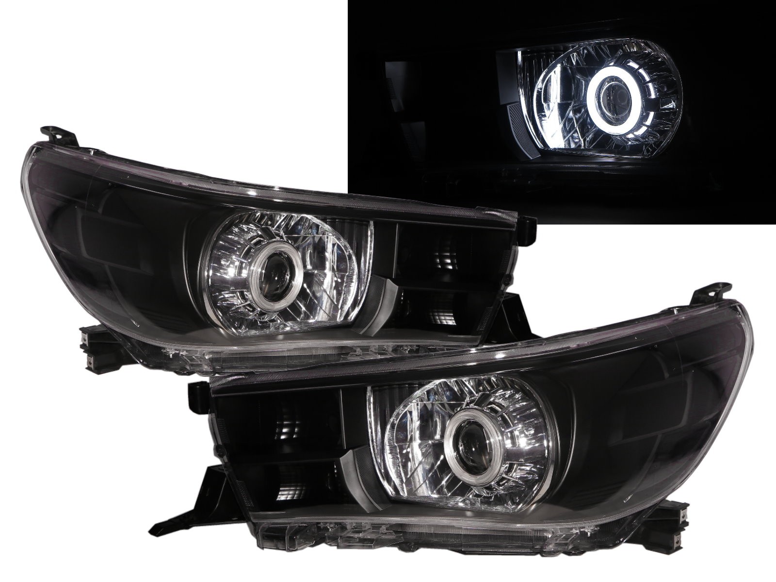 CrazyTheGod Hilux Revo AN120/AN130 Eighth generation 2015-present Pickup 2D/4D CCFL Projector Headlight Headlamp Black for TOYOTA RHD