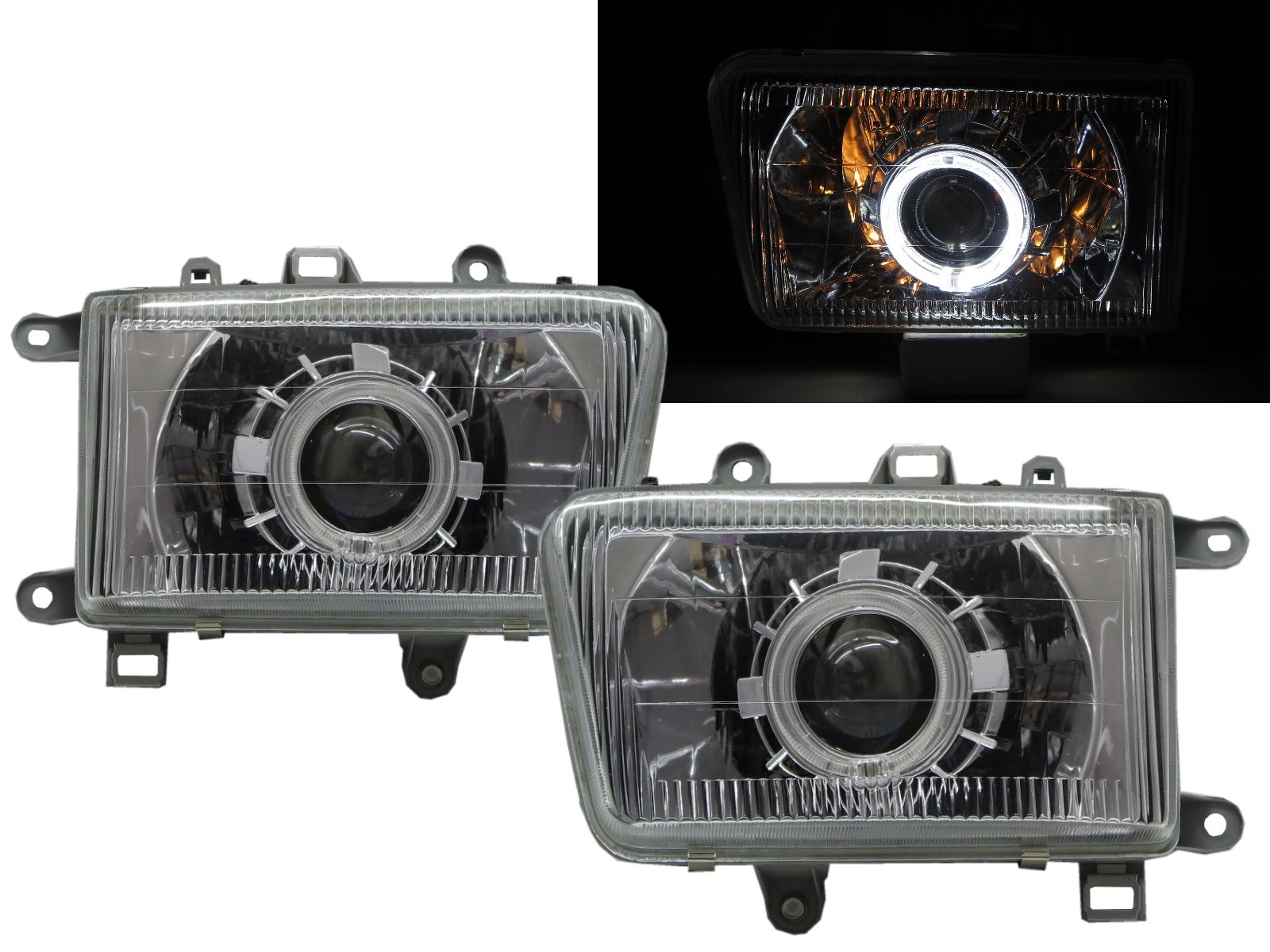 CrazyTheGod Hilux Surf Second generation 1992-1995 Wagon 3D/5D Guide LED Angel-Eye Projector Headlight Headlamp Chrome for TOYOTA LHD