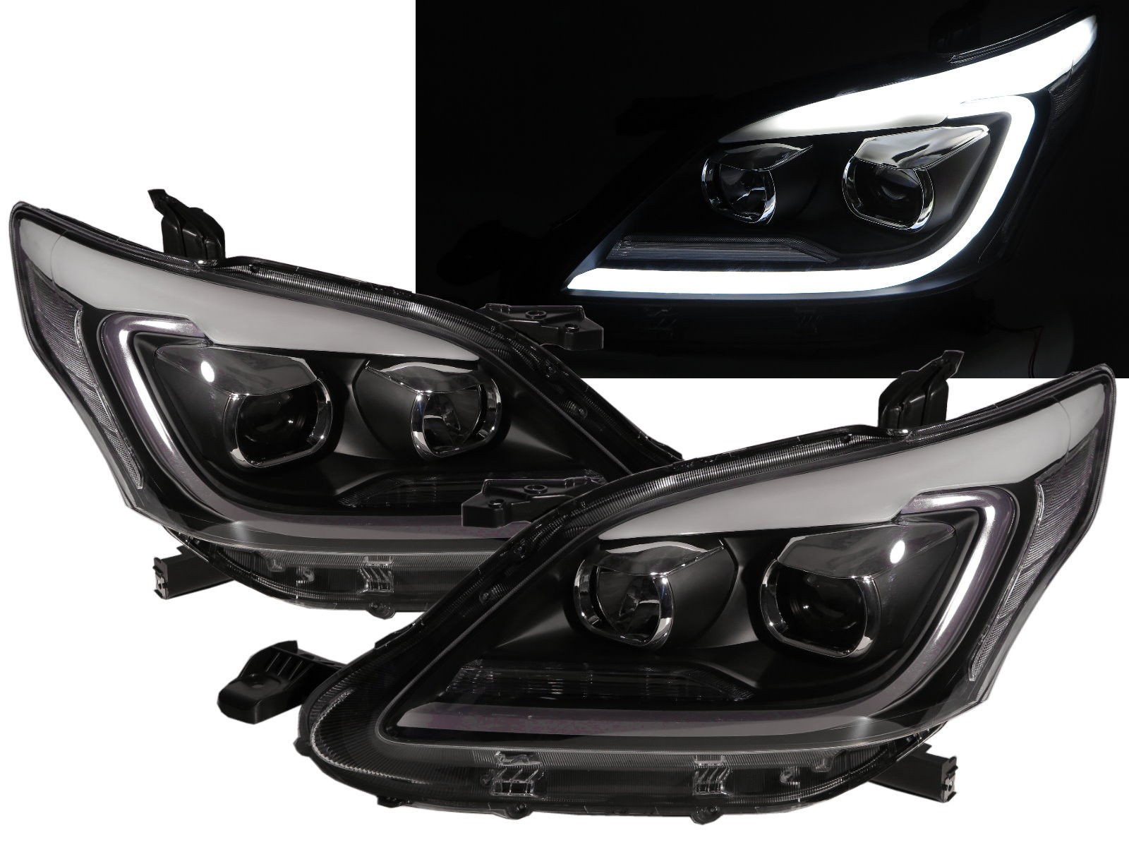 CrazyTheGod INNOVA First generation 2012-2015 Wagon 5D LED C Stripe Bar Headlight Headlamp Black for TOYOTA RHD