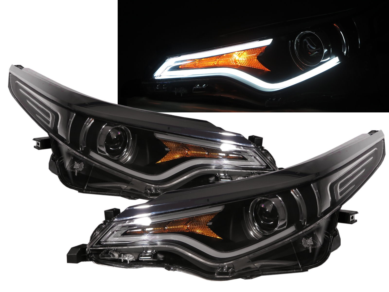 CrazyTheGod Levin 2014-2015 Sedan 4D LED Projector Headlight Headlamp Black China Type for TOYOTA LHD