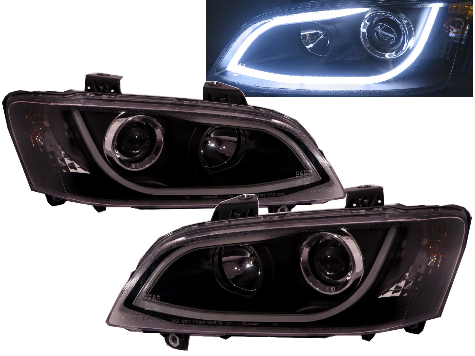 CrazyTheGod VXR8 VXR 2007-2013 Sedan 4D LED Bar R8Look Headlight Headlamp Black V2 for VAUXHALL RHD