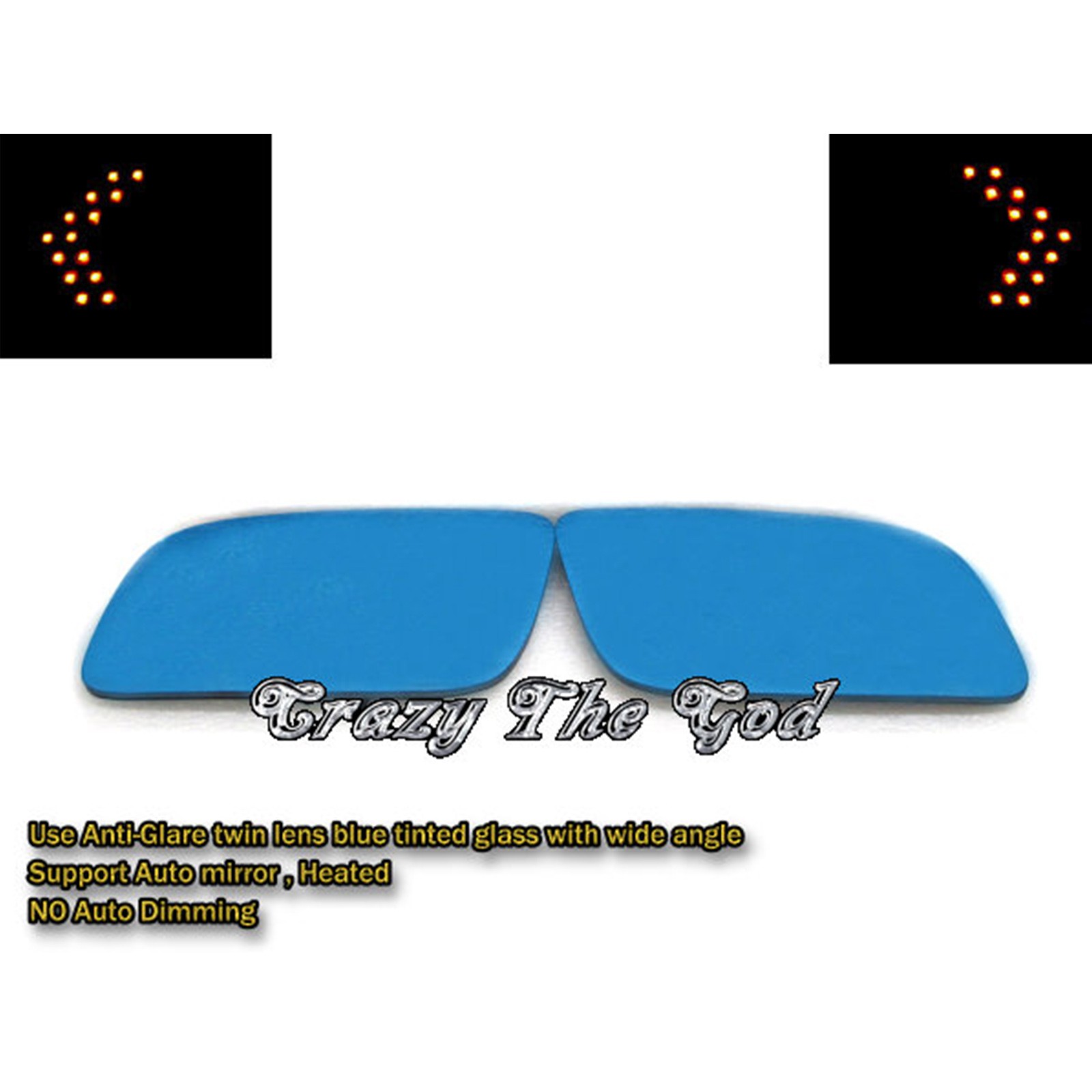 CrazyTheGod C/K 1500 2500 3500 1992-2000 Pickup/Truck 2D/4D LED Signal Light Anti-Glare MIrror Glass Blue for GMC