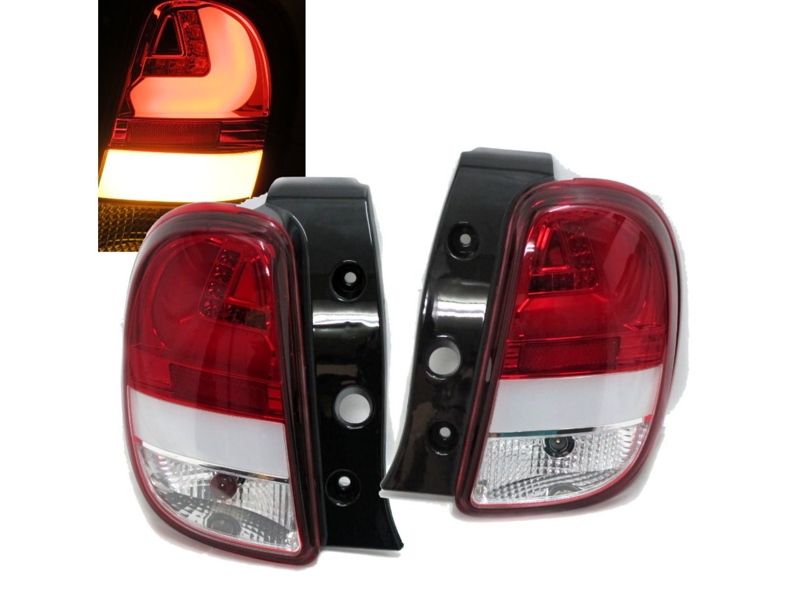CrazyTheGod Micra/March K13 Fourth generation 2010-present Hatchback 5D LED Tail Rear Light Red/White for NISSAN