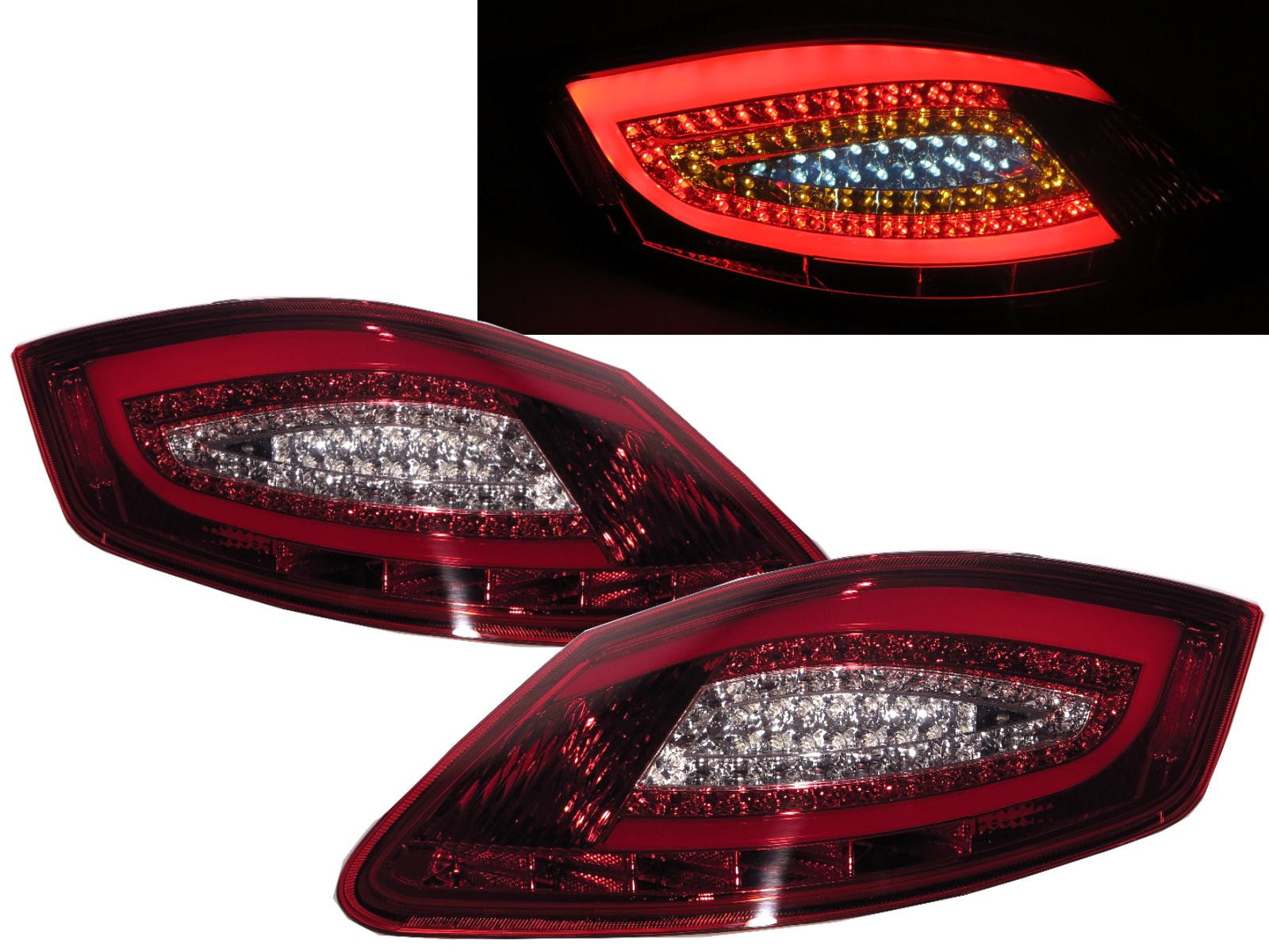 CrazyTheGod Cayman 987 2006-2009 Coupe 2D LED Tail Rear Light Red/Clear for PORSCHE 