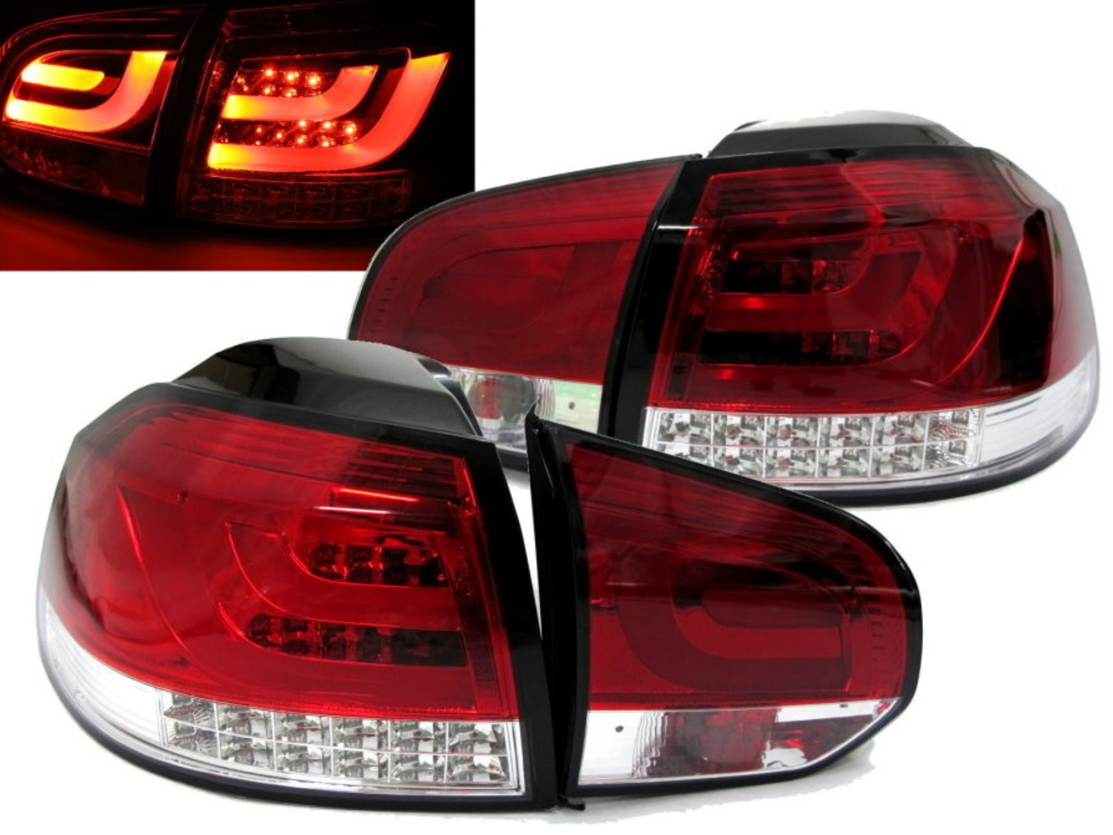CrazyTheGod Golf 6 Sixth generation 2008-2013 Hatchback/Wagon/Convertible 2D/3D/5D LED Tail Rear Light Red/White for VW Volkswagen