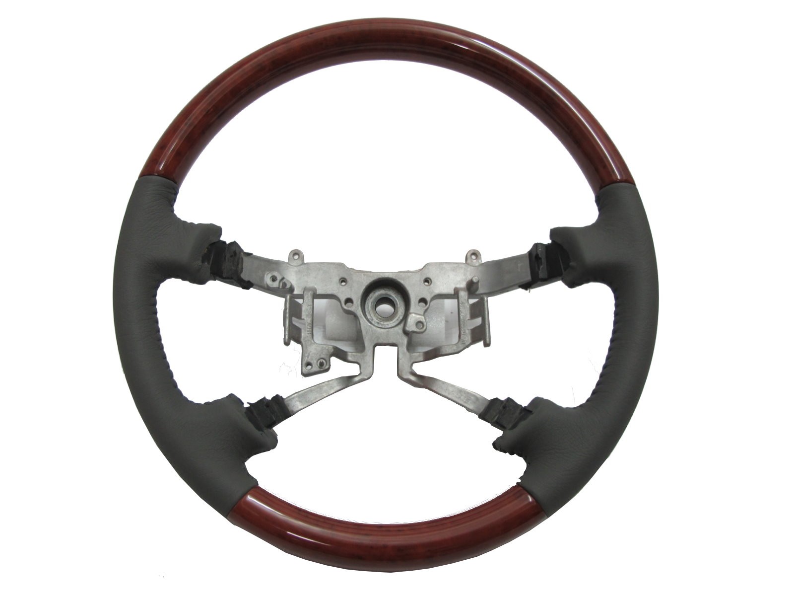 CrazyTheGod FORTUNER 2006-2011 STEERING WHEEL OE CLASSIC WOOD GRAY Leather for TOYOTA