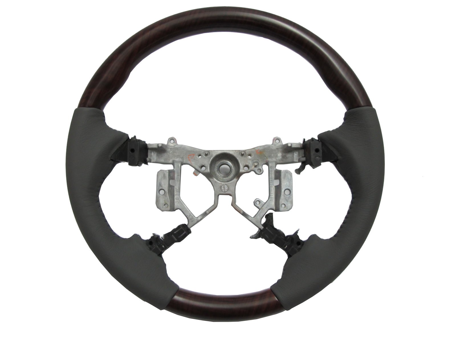 CrazyTheGod FORTUNER 2012-2014 STEERING WHEEL OE BROWN WOOD GRAY Leather for TOYOTA