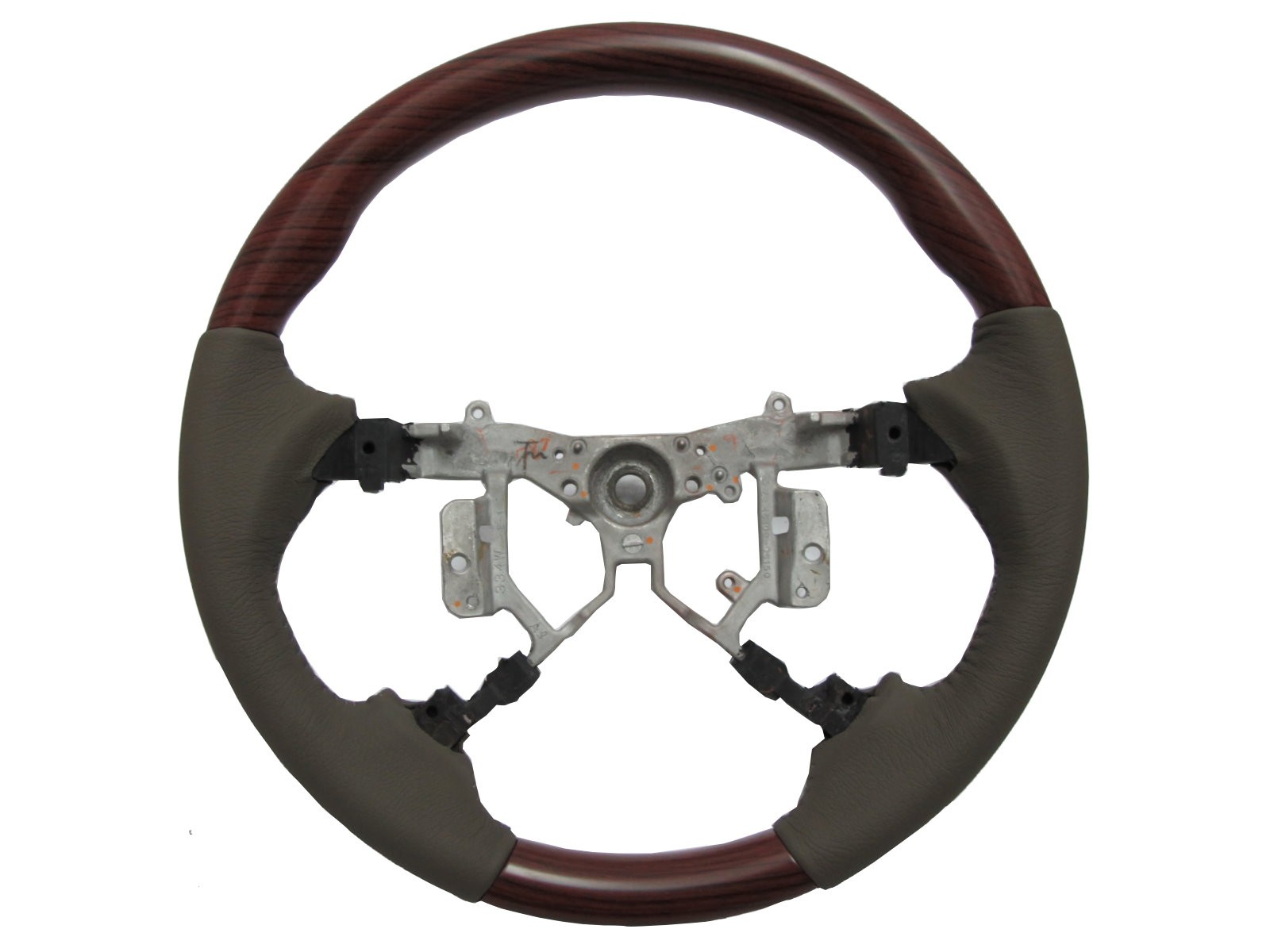 CrazyTheGod AURION XV40 2006-2011 STEERING WHEEL OE RED-WINE WOOD BEIGE Leather for TOYOTA
