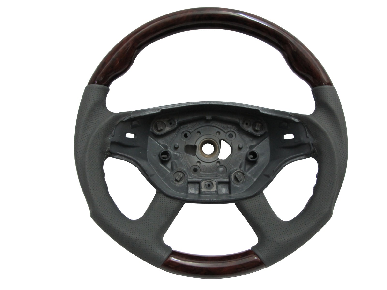 CrazyTheGod W216/C216 2008-2009 FACELIFTED STEERING WHEEL SPORT Walnut WOOD GRAY Leather for Mercedes-Benz