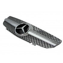 CrazyTheGod R230 2002-2006 Pre-Facelift 1FIN GRILLE/GRILL SILVER for Mercedes-Benz SL65 Style