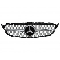 CrazyTheGod C-CLASS W205 2014-present Sedan 4D C63 Look GRILLE/GRILL CHROME/SILVER for Mercedes-Benz