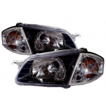 CrazyTheGod Protege BJ 1998-2000 Sedan/Wagon Clear Headlight Headlamp BLACK V1 for MAZDA LHD