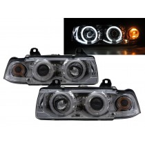 CrazyTheGod 3-Series E36 1990-1998 Compact/Coupe/Convertible 2D/3D CCFL Projector Headlight Headlamp Chrome US for BMW RHD