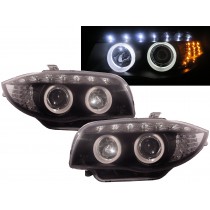 CrazyTheGod 1-Series E81/E82/E87/E88 2004-2011 Hatchback/Coupe/Convertible 2D/3D/5D 3D HALO Projertor Headlight Headlamp BLACK for BMW LHD