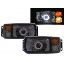 CrazyTheGod TRUCK-NG NG90 Truck 2D Guide LED Angel-Eye Projector Headlight Headlamp Black for Mercedes-Benz LHD