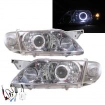 CrazyTheGod PREMACY First generation 2002-2004 Wagon 5D Guide LED Angel-Eye Projector HID Headlight Headlamp Chrome for MAZDA LHD
