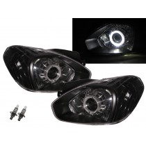 CrazyTheGod Attitude MC First generation 2005-2011 Sedan 4D Guide LED Angel-Eye Projector Headlight Headlamp Black V1 for DODGE LHD