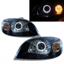 CrazyTheGod Aveo/Gentra 2007-2011 Sedan 4D Guide LED Angel-Eye Projector Headlight Headlamp Black for DAEWOO LHD