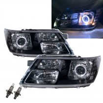 CrazyTheGod Freemont JC 2009-2018 SUV 5D Guide LED Angel-Eye Projector Halogen Headlight Headlamp Black for Fiat RHD