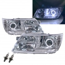 CrazyTheGod Freemont JC 2011-2015 SUV 5D Guide LED Angel-Eye Projector Halogen Headlight Headlamp Chrome for Fiat LHD