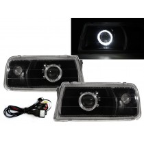 CrazyTheGod Tracker First generation 1988-1998 Convertible/SUV 2D/4D Guide LED Angel-Eye Projector Headlight Headlamp Black V1 for CHEVROLET CHEVY LHD