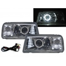 CrazyTheGod Tracker First generation 88-98 Convertible/SUV 2D/4D Guide LED Halo Headlight Headlamp Chrome V1 for GMC LHD