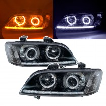 CrazyTheGod Commodore VE Fourth generation 2006-2010 Pre-Facelift Sedan/Wagon/Coupe 2D/4D/5D Guide LED Angel-Eye R8Look Headlight Headlamp Black for HOLDEN LHD