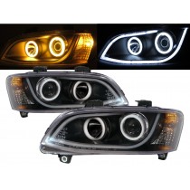 CrazyTheGod Commodore VE Fourth generation 2010-2013 Facelift Sedan/Wagon/Coupe 2D/4D/5D Cotton Halo LED R8Look Headlight Headlamp Black for HOLDEN LHD