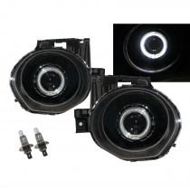 CrazyTheGod ESQ First generation 2014-Present Hatchback/SUV 5D Guide LED Angel-Eye Projector Headlight Headlamp Black EU for INFINITI LHD