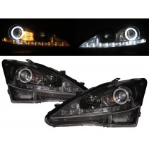 CrazyTheGod IS IS250/IS350 XE20 Second generation 2006-2009 PRE-FACELIFT Sedan/Convertible 2D/4D Guide LED Angel-Eye Projector HID Headlight Headlamp Black V1 for LEXUS LHD