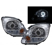 CrazyTheGod Freeca 2004-2008 Wagon/Truck 2D/5D Guide LED Angel-Eye Projector Headlight Headlamp Chrome for Mitsubishi LHD