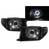 CrazyTheGod Montero iO 1998-2015 SUV 3D/5D Guide LED Angel-Eye Projector Headlight Headlamp Black for Mitsubishi LHD