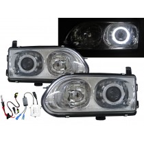 CrazyTheGod Space Gear L400 Fourth generation 1998-2007 Minibus/VAN/Pickup 2D/4D Guide LED Angel-Eye Projector HID Headlight Headlamp Chrome for Mitsubishi LHD