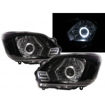CrazyTheGod Veryca 2013-present Truck 2D/4D Guide LED Angel-Eye Headlight Headlamp Black for Mitsubishi RHD