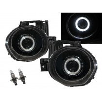 CrazyTheGod Juke F15 First generation 2011-2014 Hatchback/SUV 5D Guide LED Angel-Eye Projector Headlight Headlamp Black US for NISSAN LHD